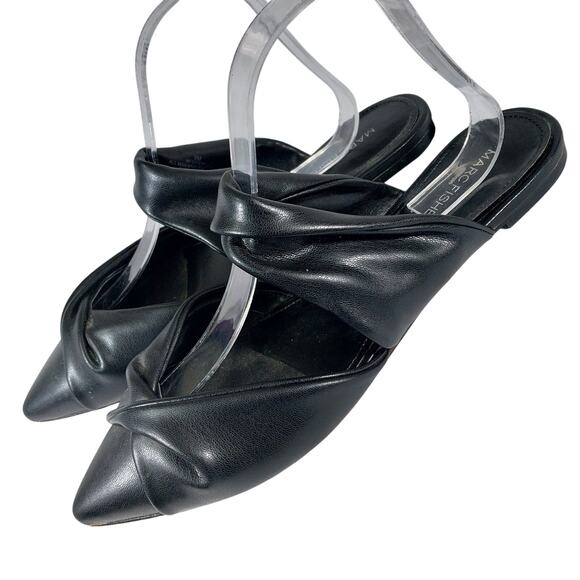 MARC FISHER! SATERS BLACK VEGAN LEATHER TWISTED FRONT STRAP SLIP-ON MULES! SZ 9M - Picture 10 of 10